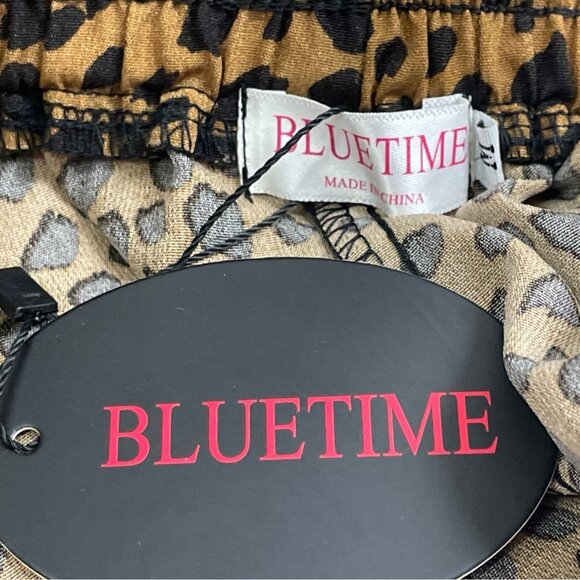 Bluetime Leopard Print Midi Skirt With Elastic Waist & Drawstring Sz M - New - Picture 5 of 7